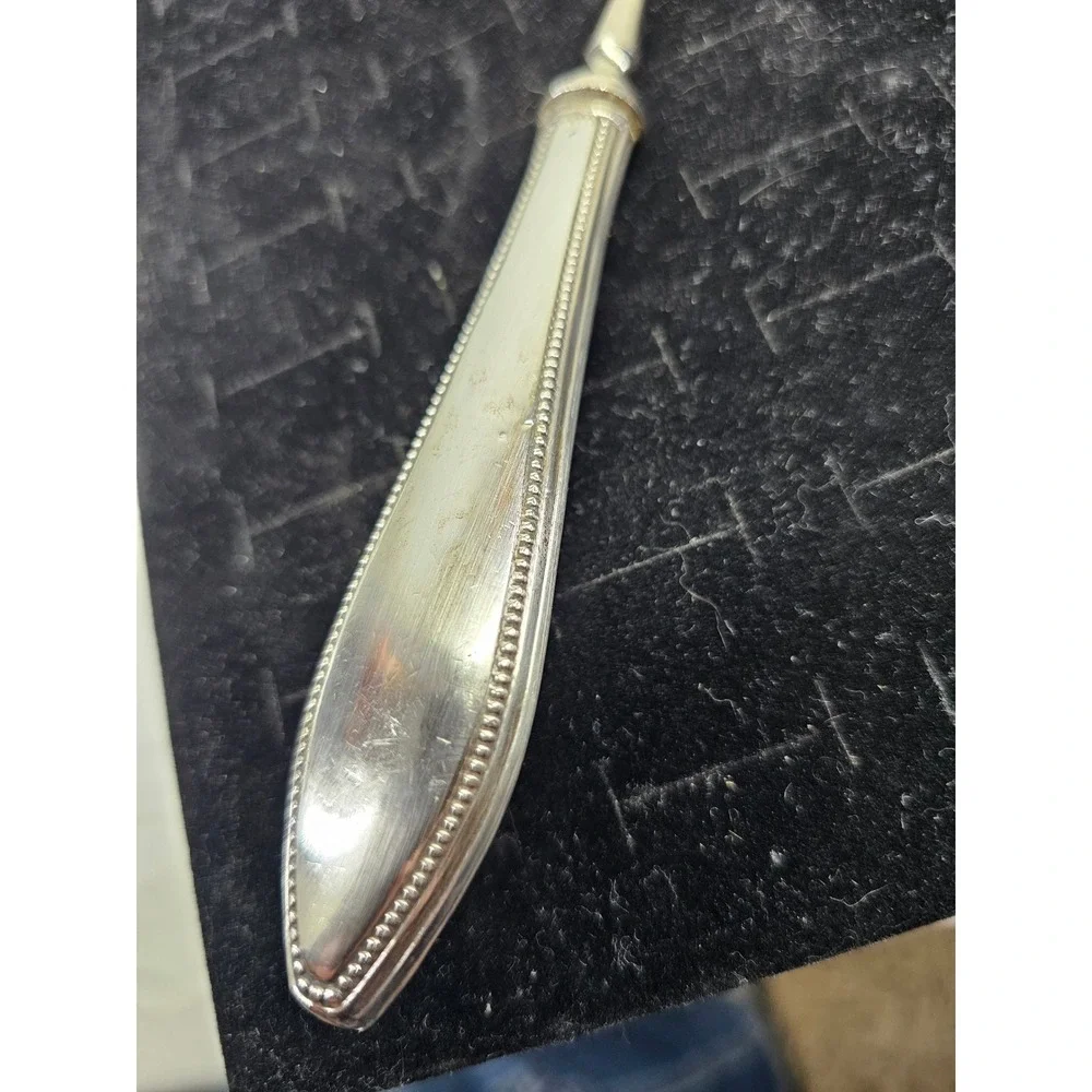 Vintage 1950s Pie Scoop Silver 925 Sterling Engraved‎ Beaded Handle